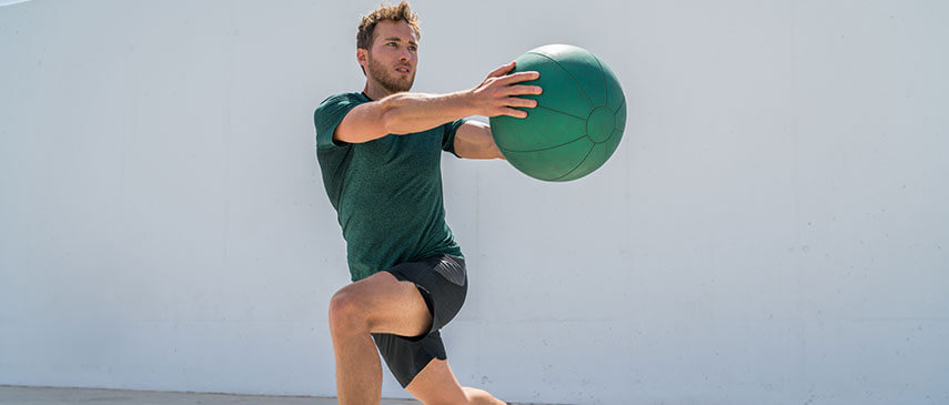 Man doing core strength activity to improve balance